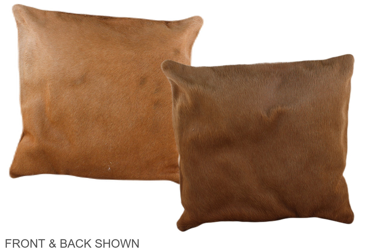 Solid Brown Cowhide Pillow #A36175