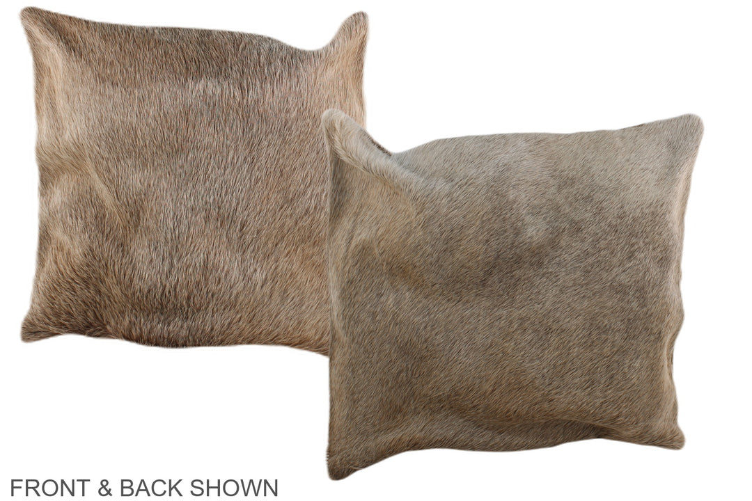 Grey with Beige 16"x16" Brazilian Cowhide Pillow #A36192 by Hudson Hid