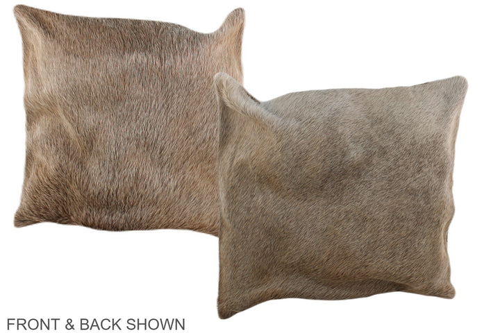 Grey with Beige 16"x16" Brazilian Cowhide Pillow #A36192 by Hudson Hides