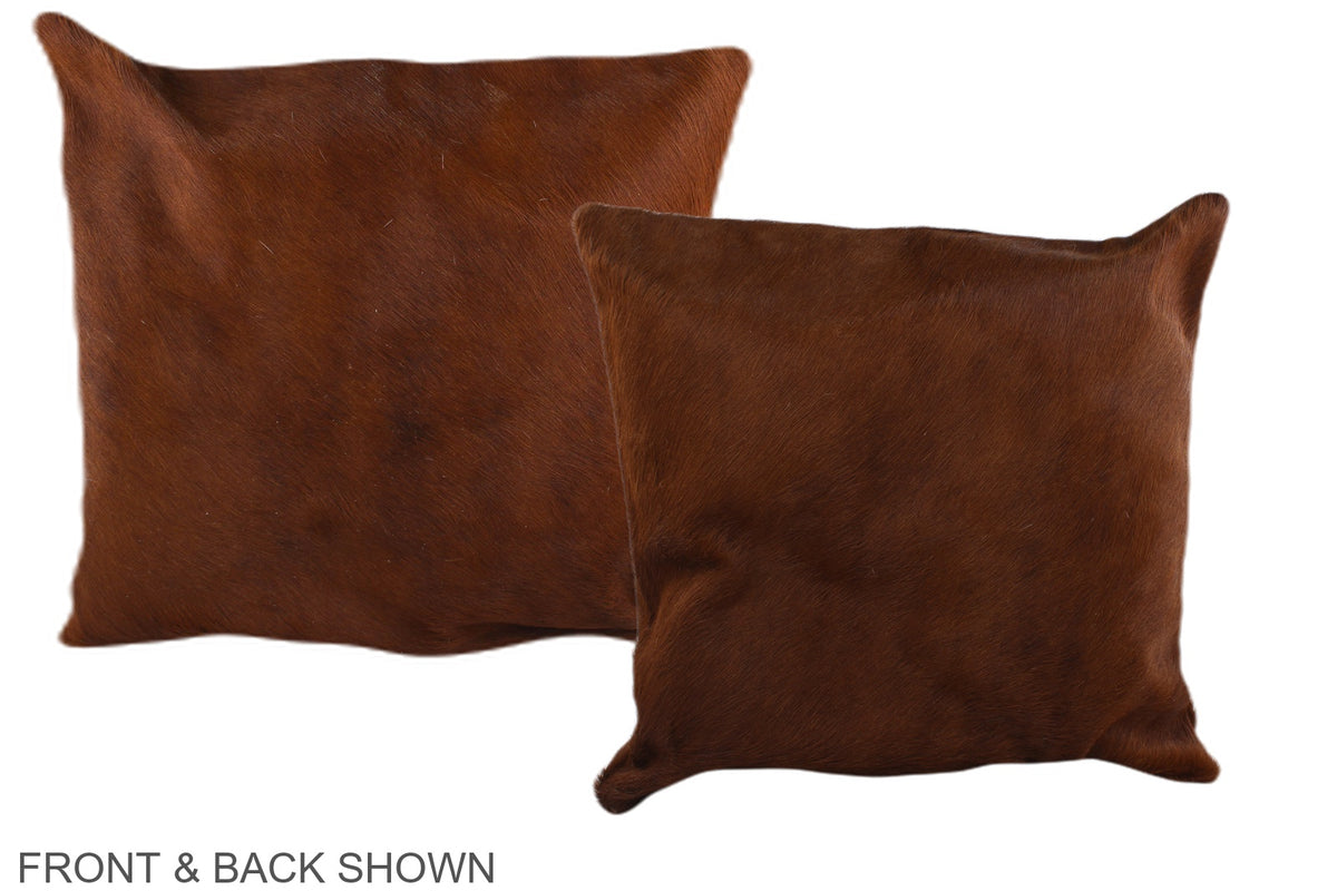 Solid Brown Cowhide Pillow #A36193