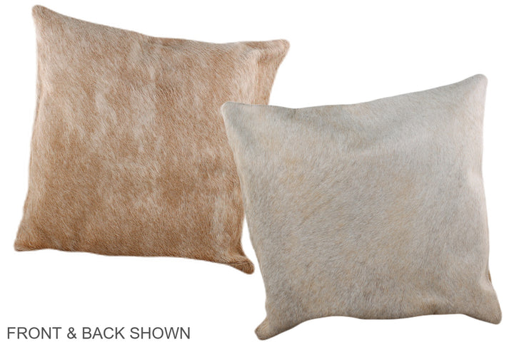Grey with Beige 16"x16" Brazilian Cowhide Pillow #A36194 by Hudson Hides