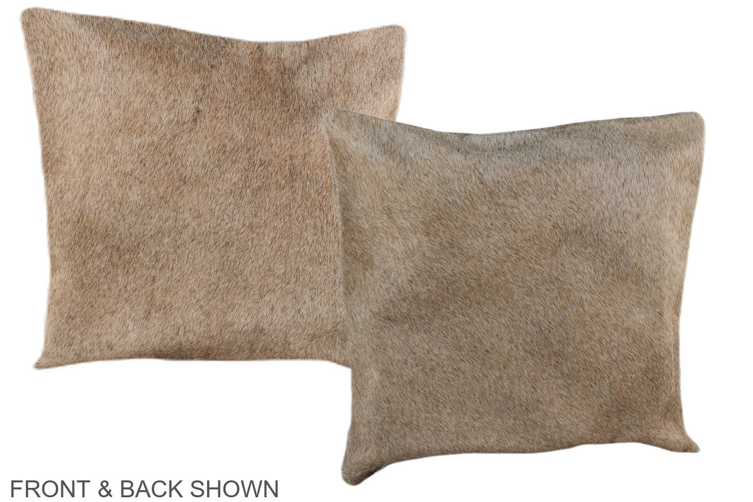 Grey with Beige 16"x16" Brazilian Cowhide Pillow #A36205 by Hudson Hid