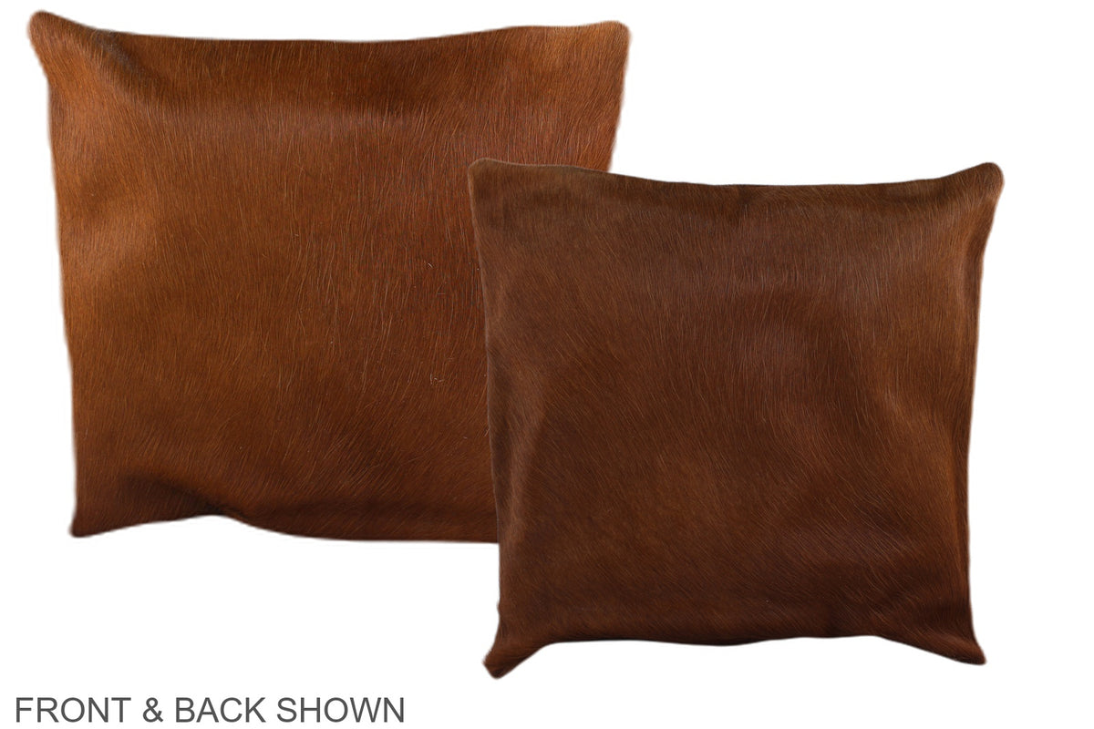 Solid Brown Cowhide Pillow #A36208