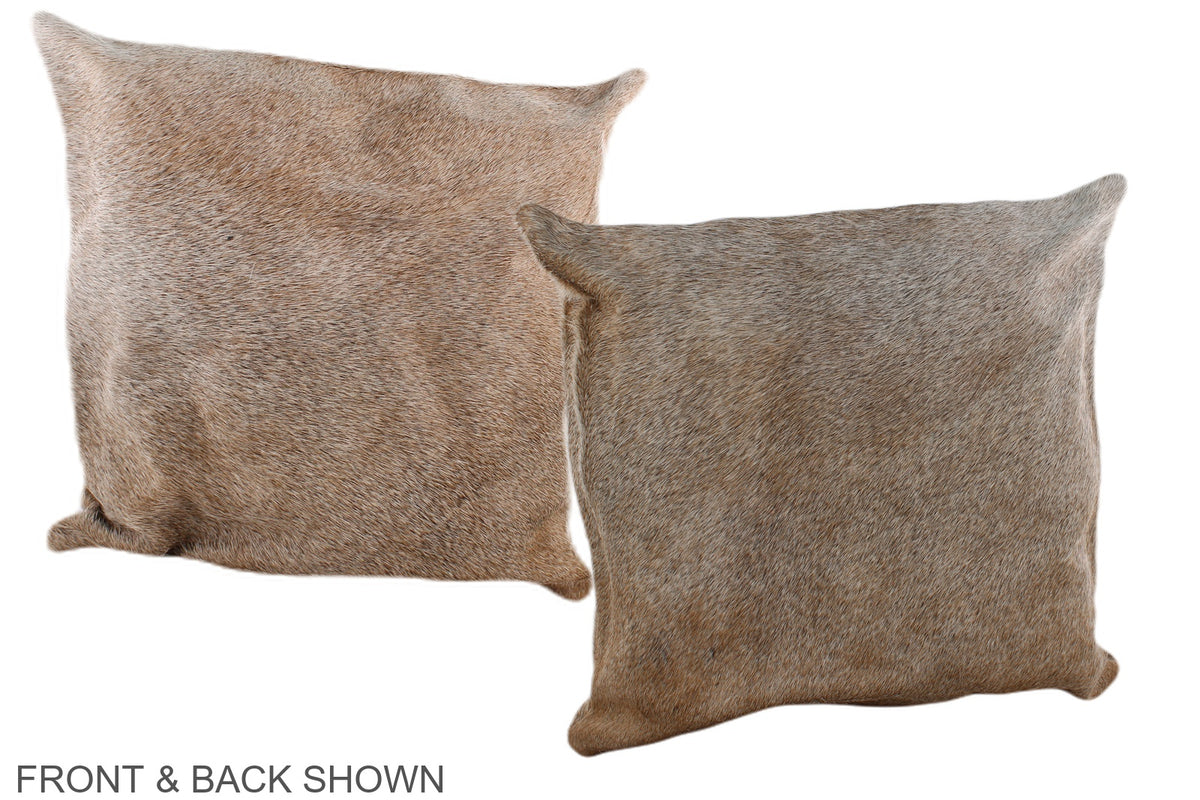 Grey with Beige Cowhide Pillow #A36210