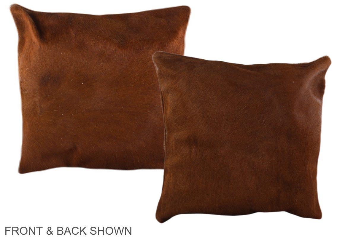 Solid Brown Cowhide Pillow #A36229