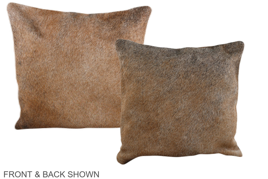 Grey with Beige 16"x16" Brazilian Cowhide Pillow #A36230 by Hudson Hid