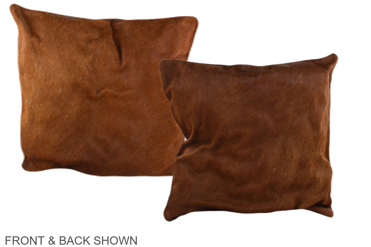 Solid Brown Cowhide Pillow #A36235