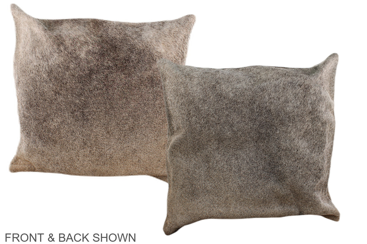 Grey with Beige Cowhide Pillow #A36236