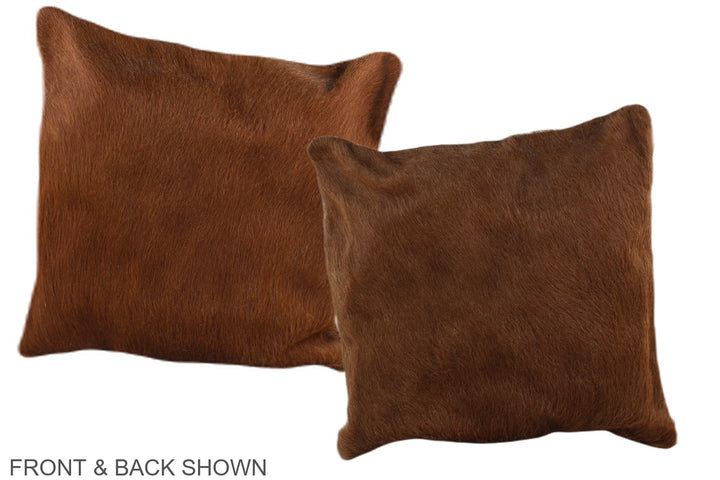 Solid Brown 16"x16" Brazilian Cowhide Pillow #A36239 by Hudson Hides