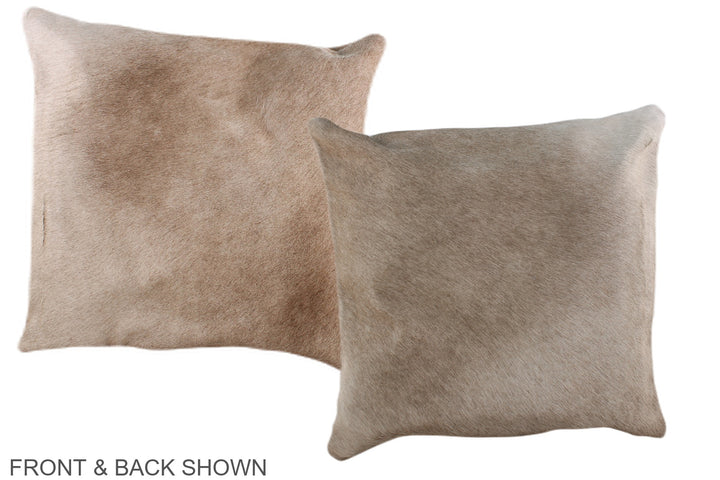 Grey with Beige 16"x16" Brazilian Cowhide Pillow #A36240 by Hudson Hides