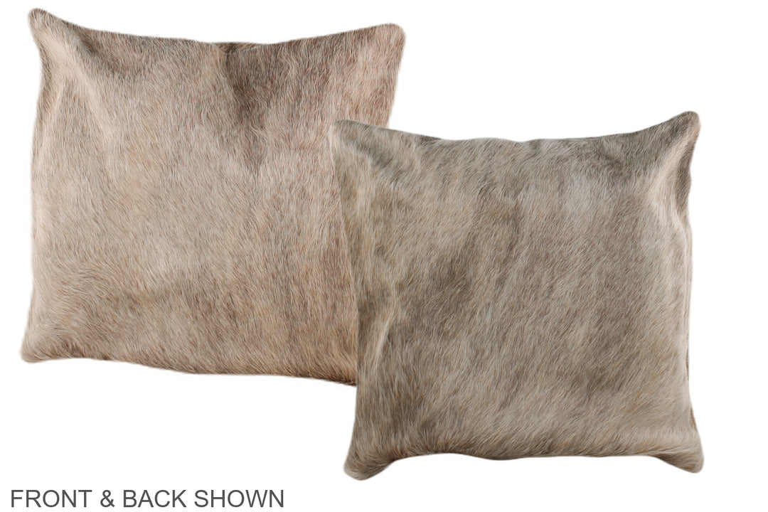 Grey with Beige 16"x16" Brazilian Cowhide Pillow #A36242 by Hudson Hid