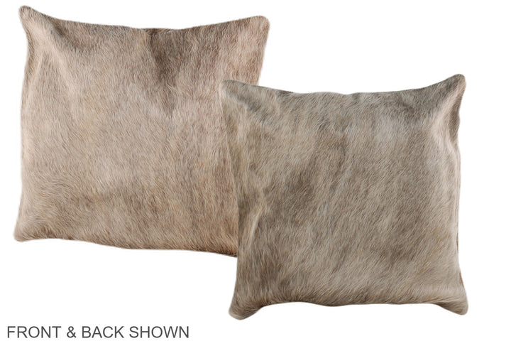 Grey with Beige 16"x16" Brazilian Cowhide Pillow #A36242 by Hudson Hides