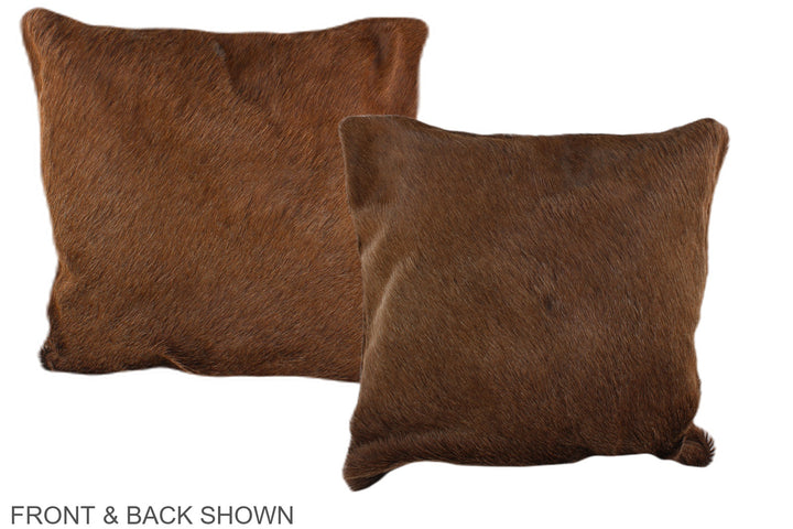 Solid Brown 16"x16" Brazilian Cowhide Pillow #A36246 by Hudson Hides