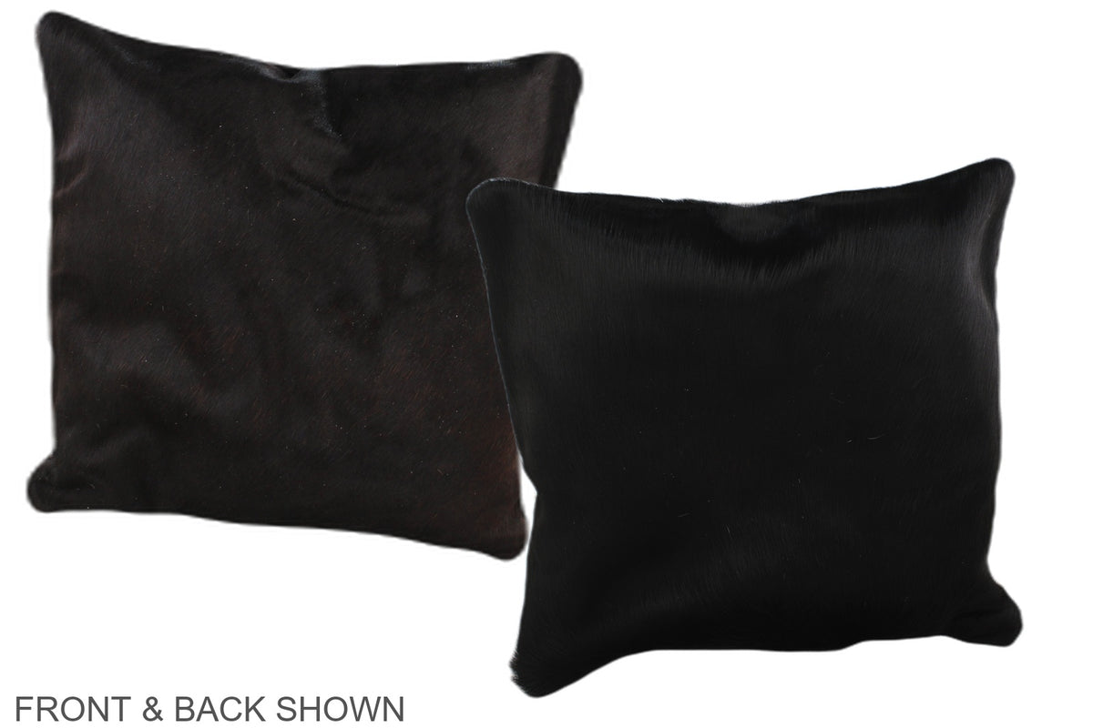 Solid Black Cowhide Pillow #A36251