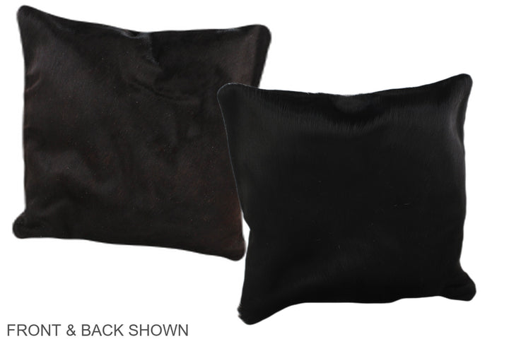 Solid Black 16"x16" Brazilian Cowhide Pillow #A36251 by Hudson Hides