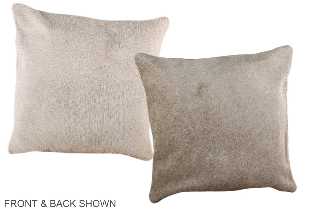 Grey with Beige 16"x16" Brazilian Cowhide Pillow #A36257 by Hudson Hid