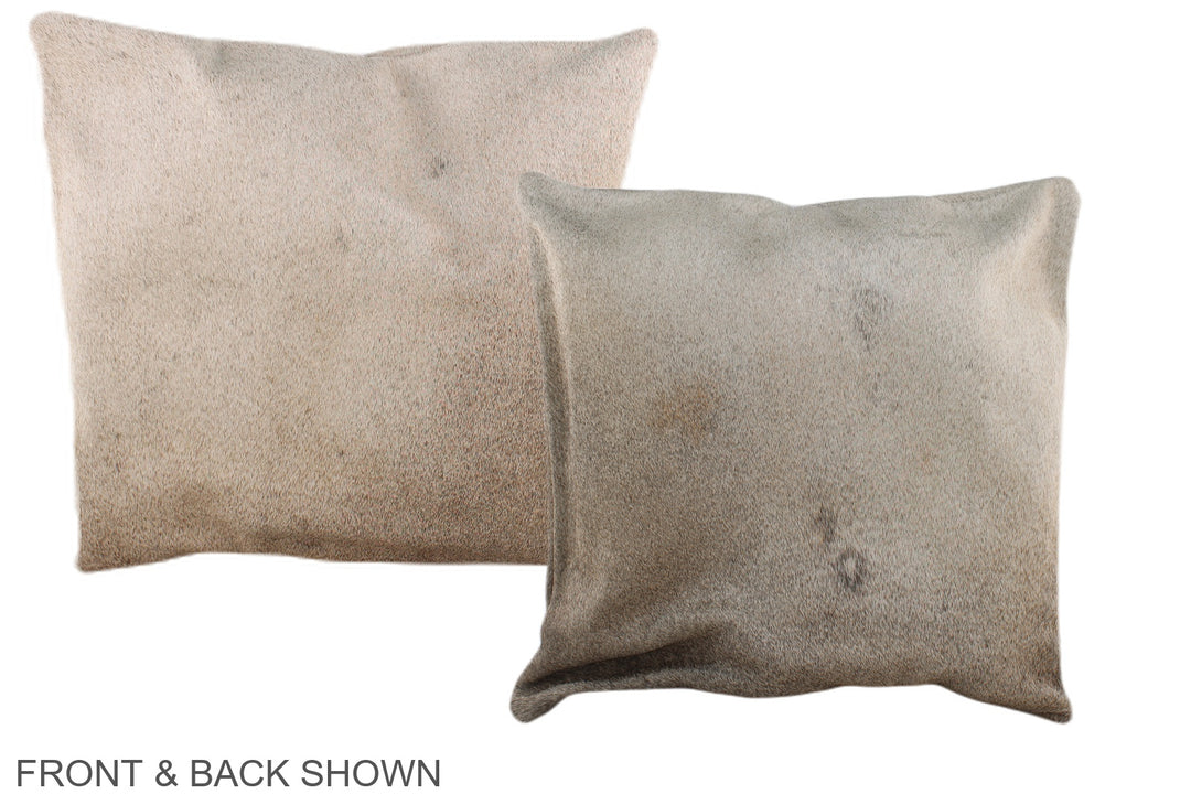 Grey with Beige 16"x16" Brazilian Cowhide Pillow #A36284 by Hudson Hid