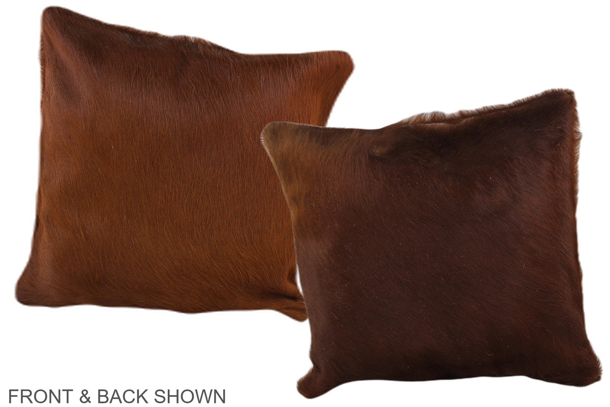 Solid Brown Cowhide Pillow #A36285