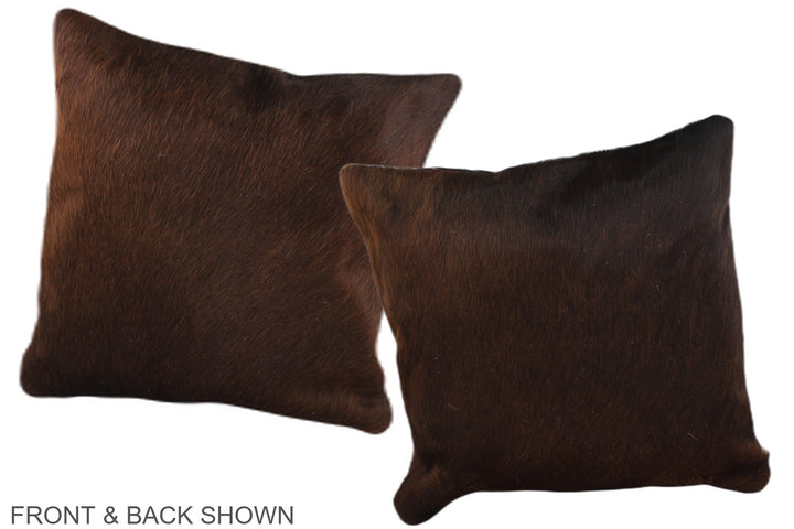 Chocolate 16"x16" Brazilian Cowhide Pillow #A36296 by Hudson Hides