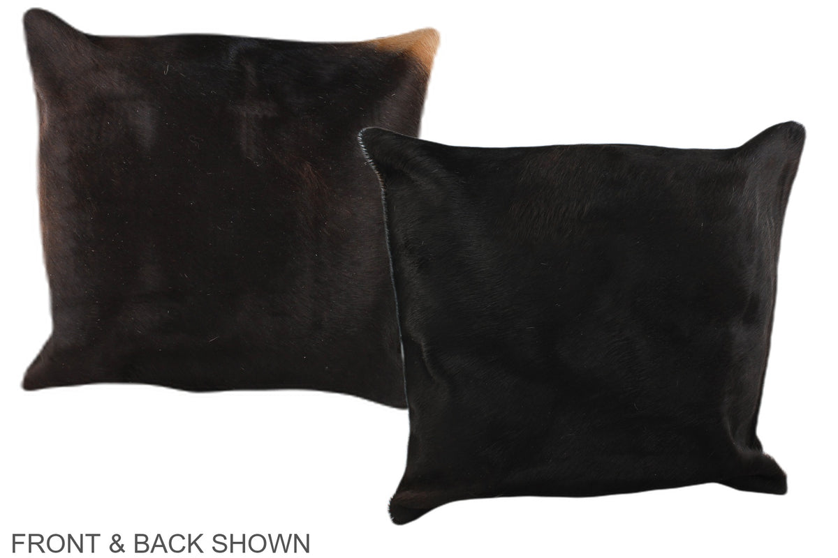 Solid Black Cowhide Pillow #A36303