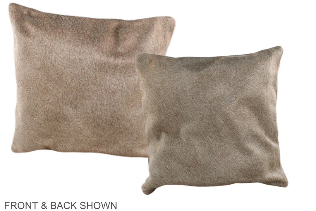 Grey with Beige 16"x16" Brazilian Cowhide Pillow #A36311 by Hudson Hid