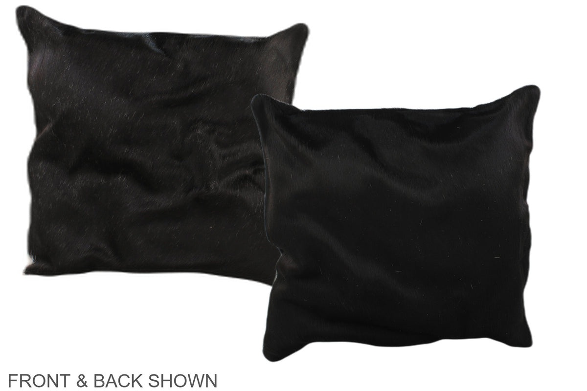 Solid Black Cowhide Pillow #A36326