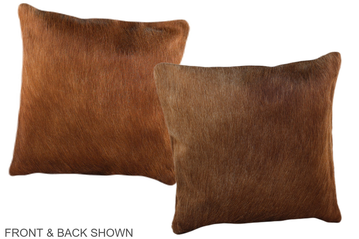 Solid Brown Cowhide Pillow #A36328