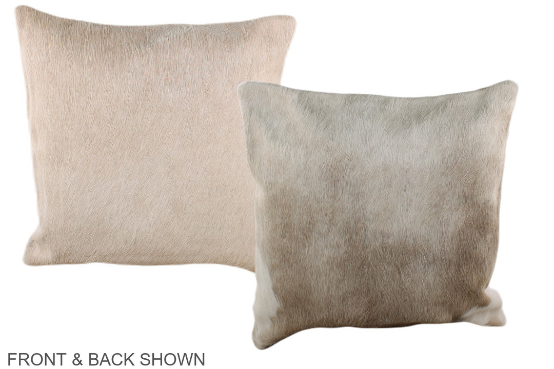 Grey with Beige 16"x16" Brazilian Cowhide Pillow #A36334 by Hudson Hid