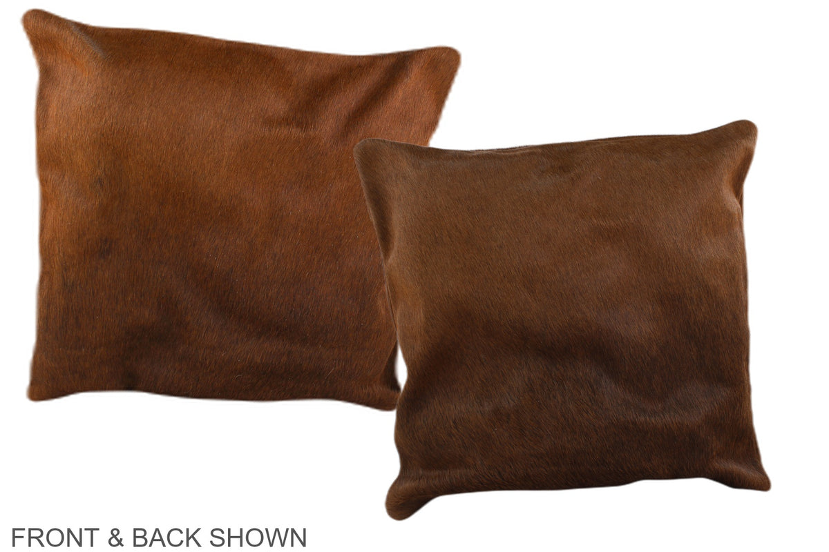 Solid Brown Cowhide Pillow #A36338