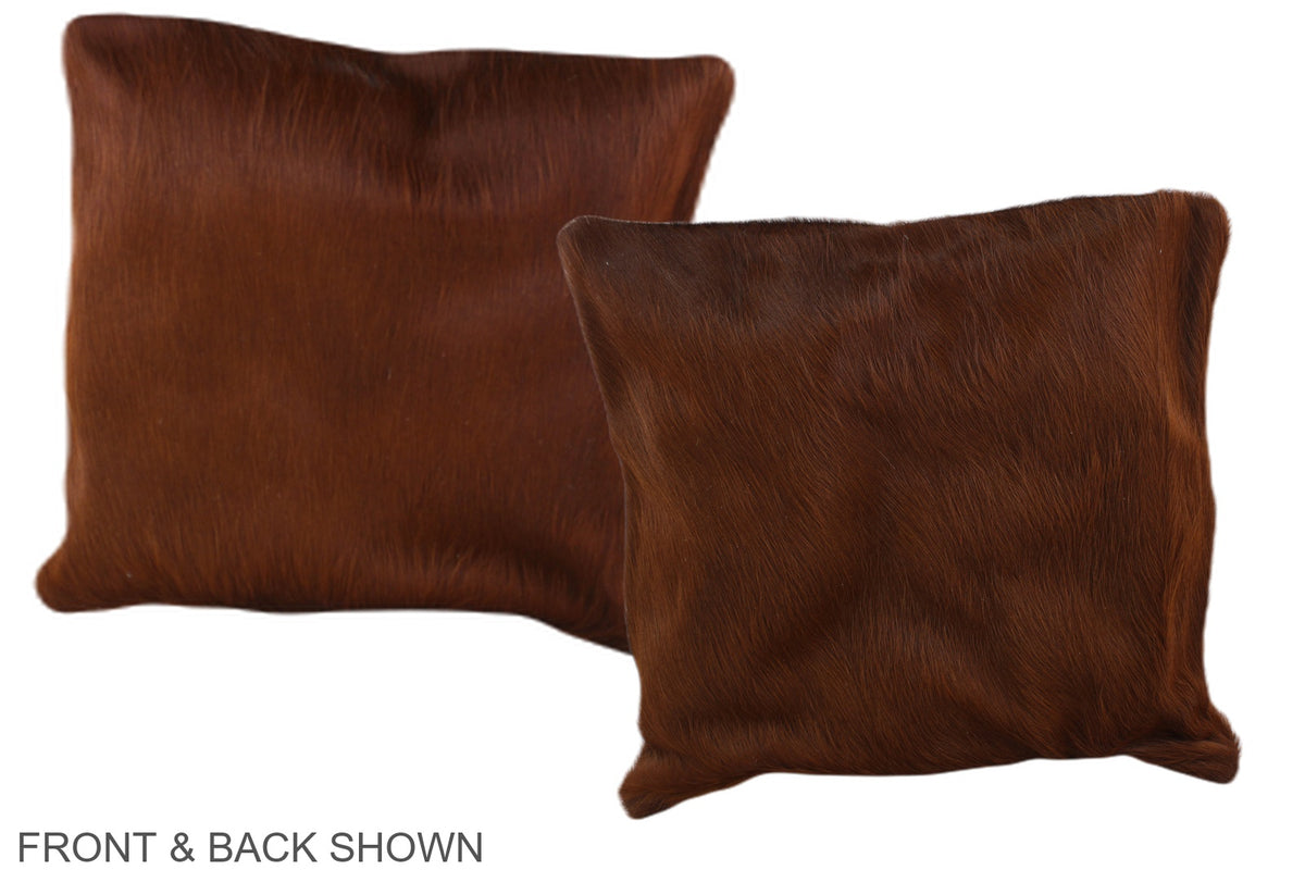 Solid Brown Cowhide Pillow #A36340