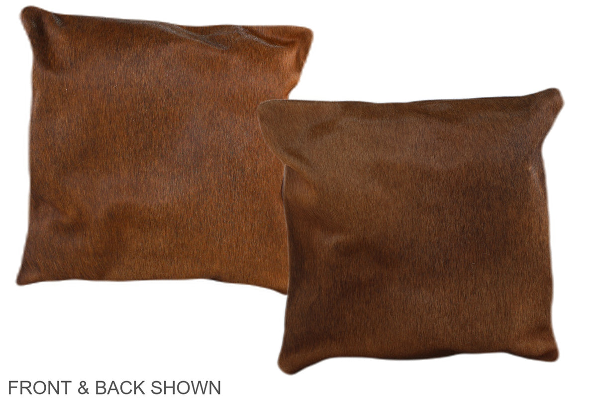 Solid Brown Cowhide Pillow #A36356