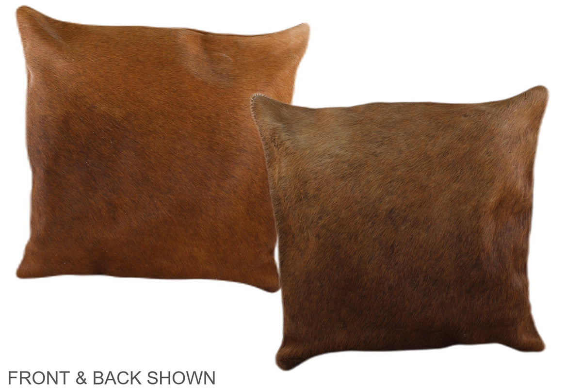 Solid Brown Cowhide Pillow #A36359