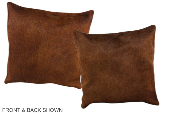 Solid Brown 16"x16" Brazilian Cowhide Pillow #A36361 by Hudson Hides