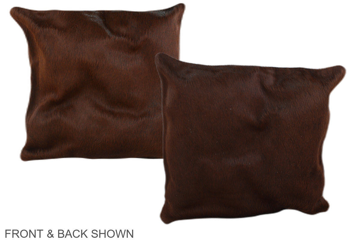 Solid Brown Cowhide Pillow #A36364