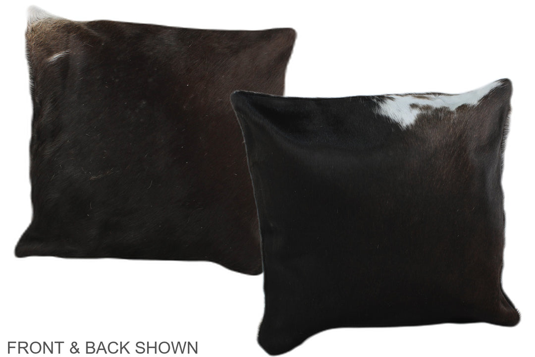 Solid Black 16"x16" Brazilian Cowhide Pillow #A36368 by Hudson Hides