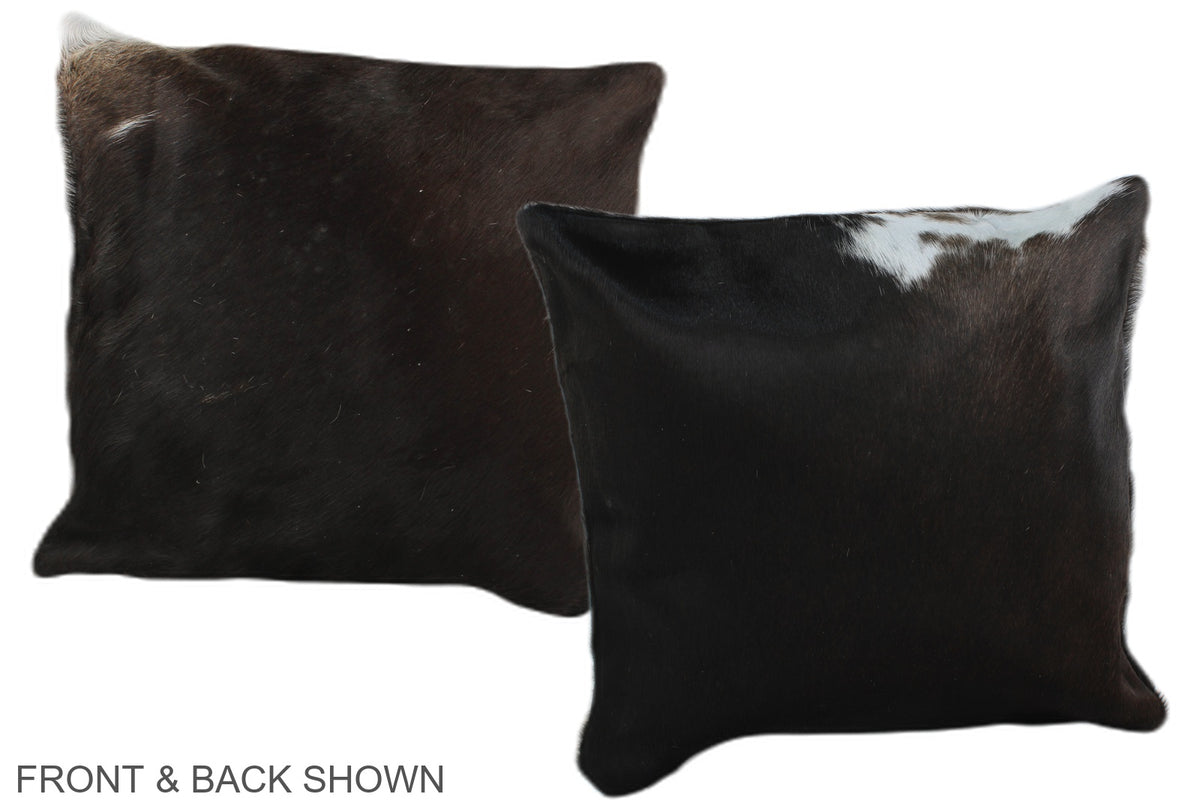 Solid Black Cowhide Pillow #A36368
