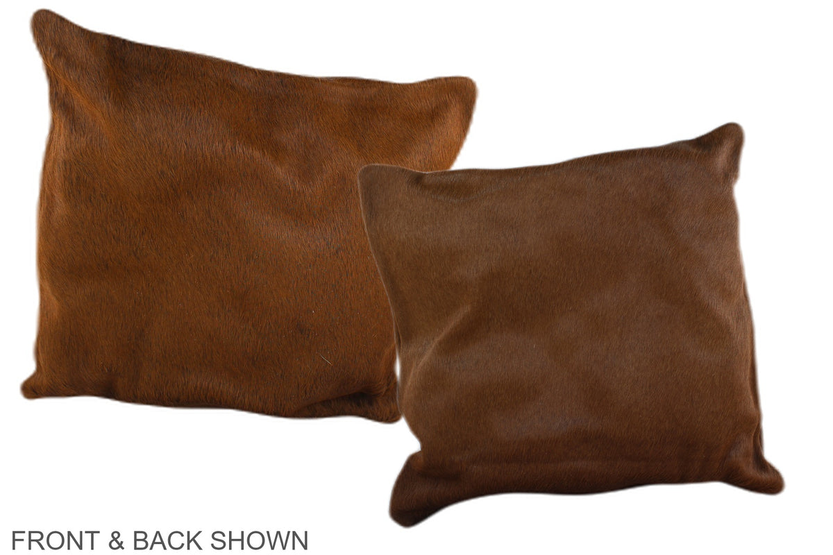 Solid Brown Cowhide Pillow #A36371