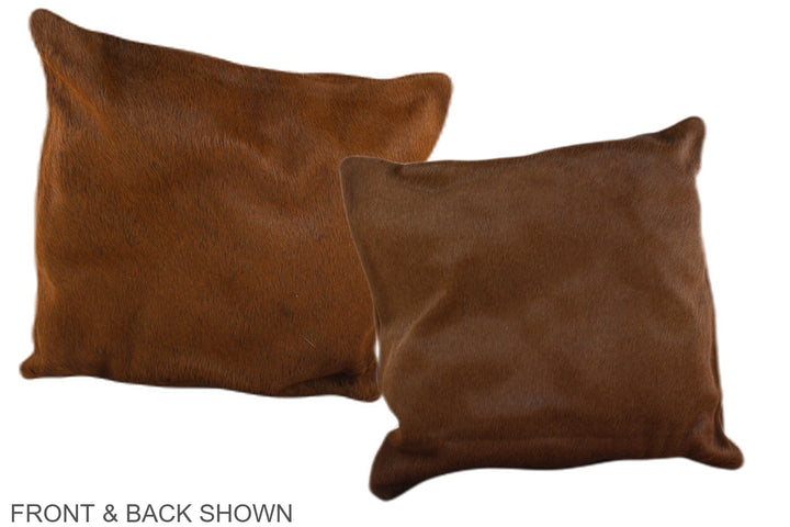 Solid Brown 16"x16" Brazilian Cowhide Pillow #A36371 by Hudson Hides