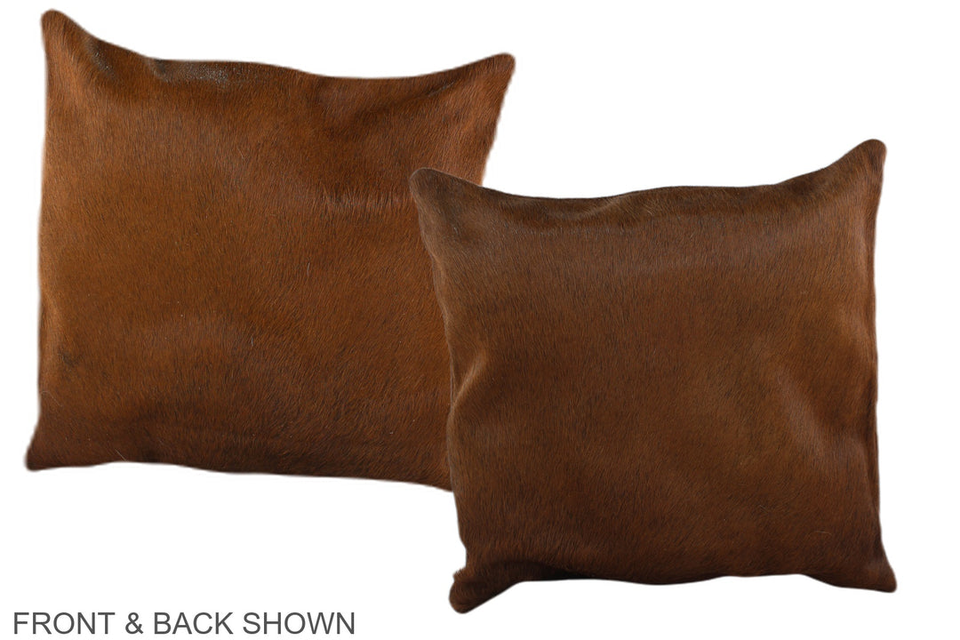 Solid Brown 16"x16" Brazilian Cowhide Pillow #A36376 by Hudson Hides