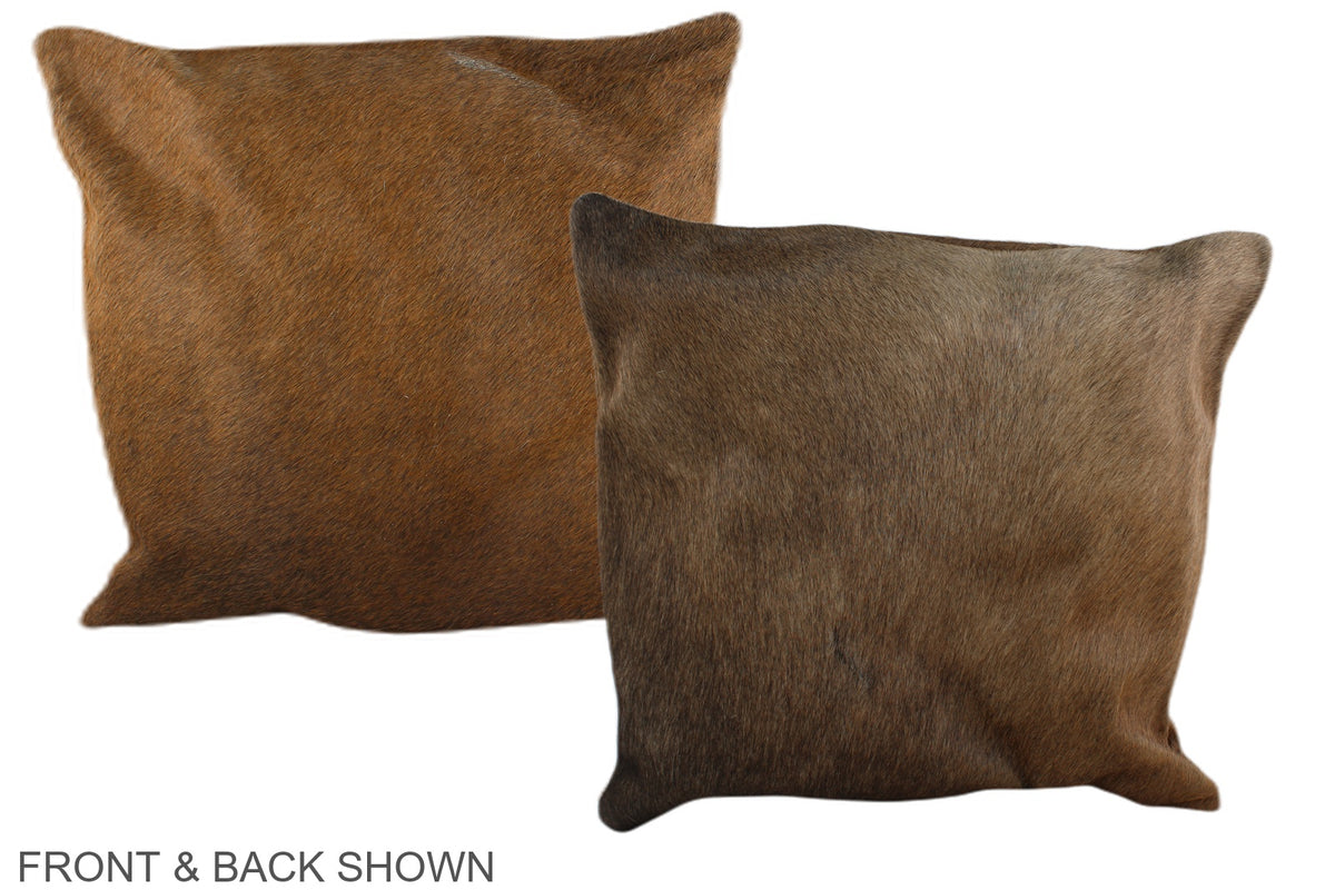 Solid Brown Cowhide Pillow #A36377