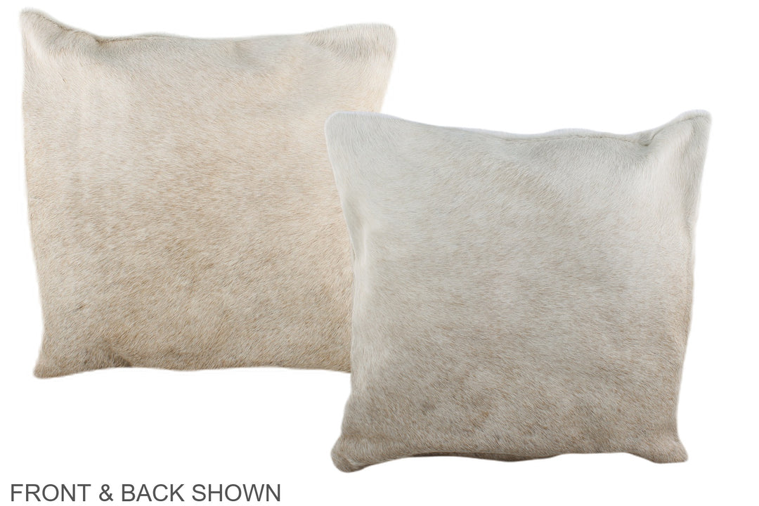 Grey with Beige 16"x16" Brazilian Cowhide Pillow #A36378 by Hudson Hid