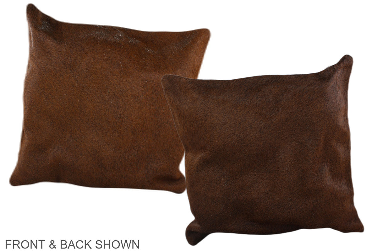 Solid Brown Cowhide Pillow #A36379