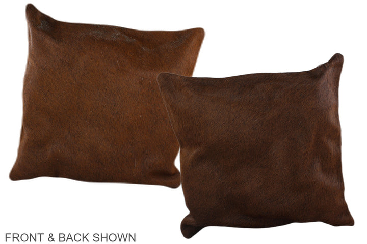 Solid Brown 16"x16" Brazilian Cowhide Pillow #A36379 by Hudson Hides