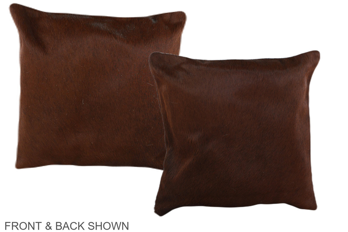 Solid Brown Cowhide Pillow #A36389