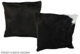 Solid Black 16"x16" Brazilian Cowhide Pillow #A36494 by Hudson Hides