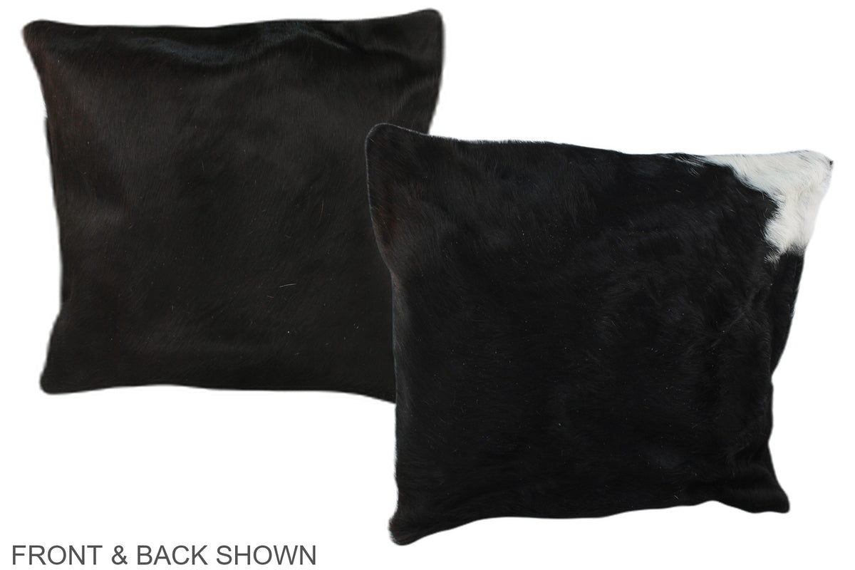 Solid Black Cowhide Pillow #A36494
