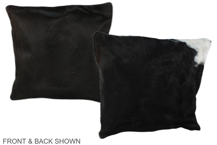 Solid Black 16"x16" Brazilian Cowhide Pillow #A36494 by Hudson Hides