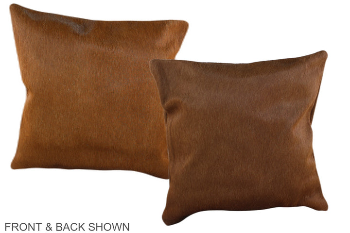 Solid Brown 16"x16" Brazilian Cowhide Pillow #A36510 by Hudson Hides