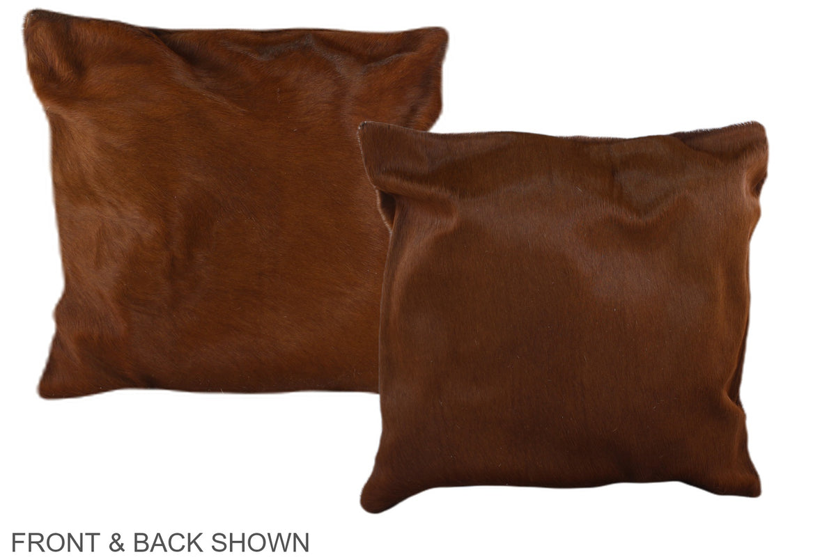 Solid Brown Cowhide Pillow #A36514