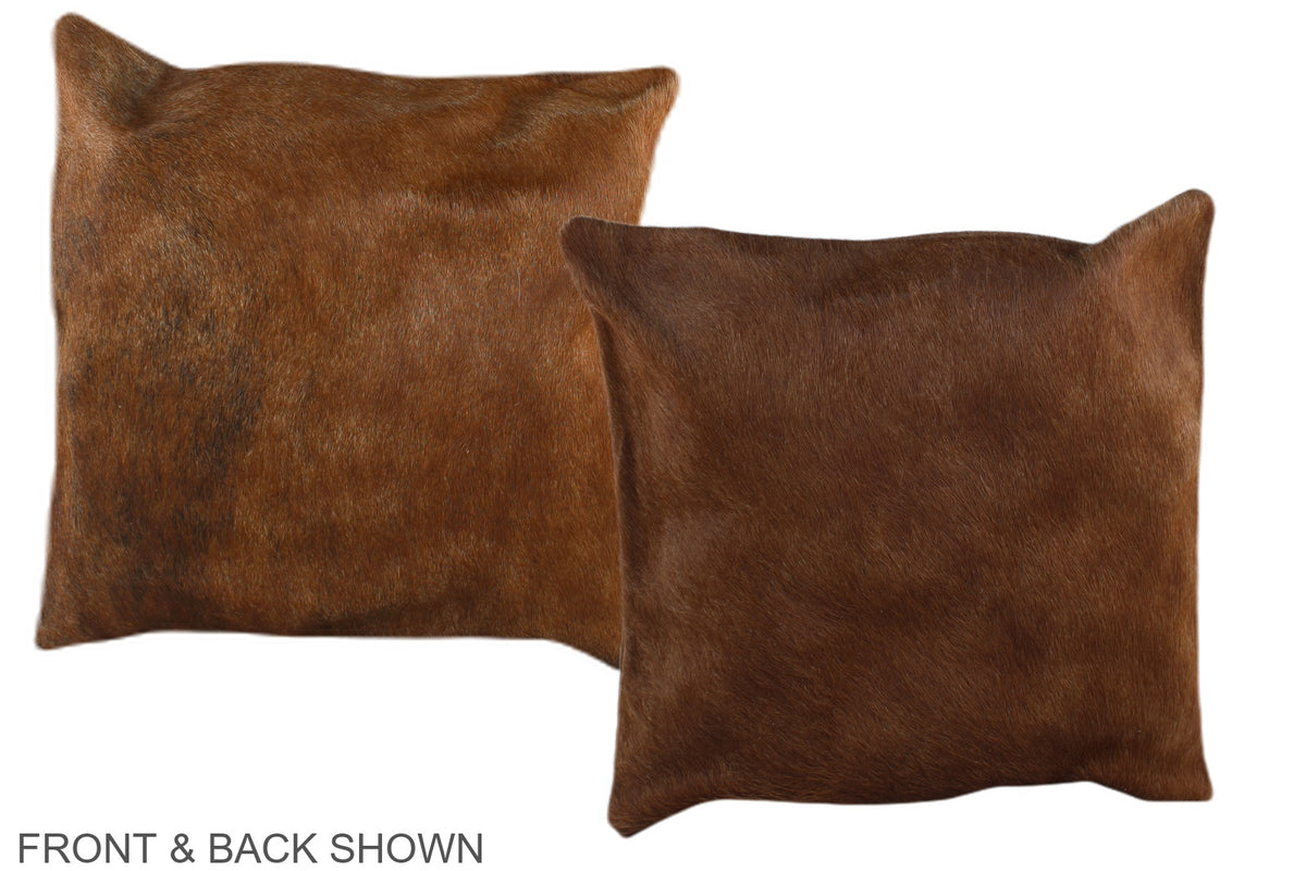 Solid Brown Cowhide Pillow #A36518
